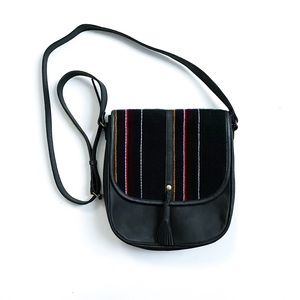 The White Yak Gray Leather Aztec Crossbody